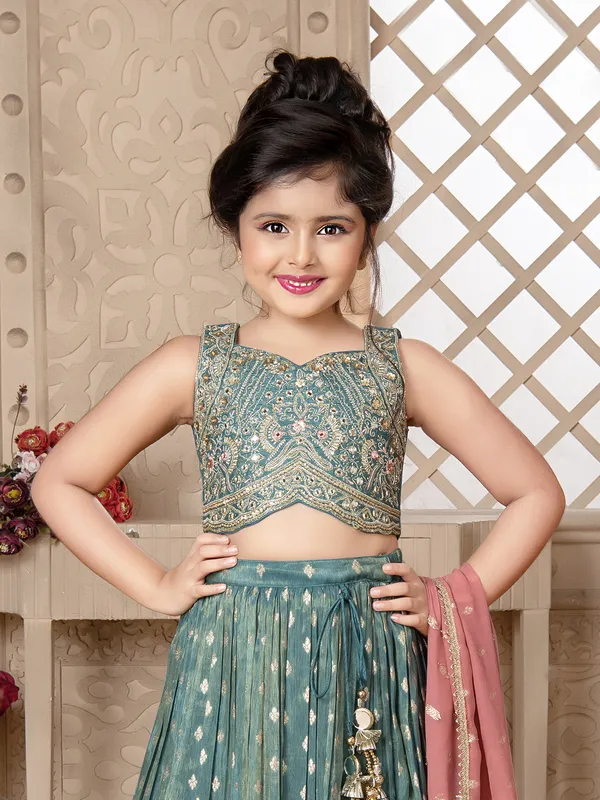 Latest sea green girls lehenga choli