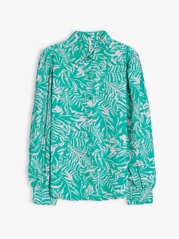 Latest sea green printed shirt