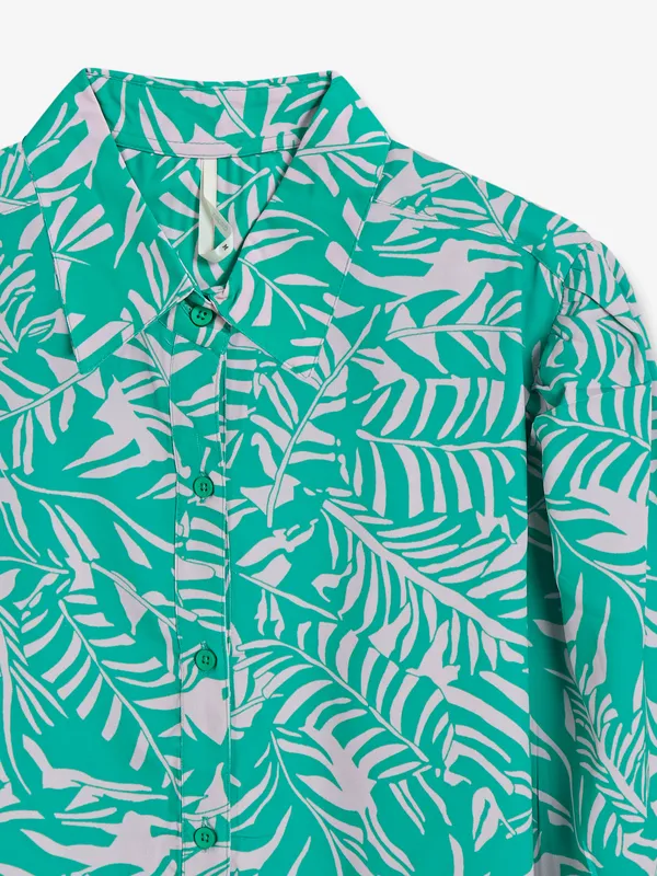 Latest sea green printed shirt