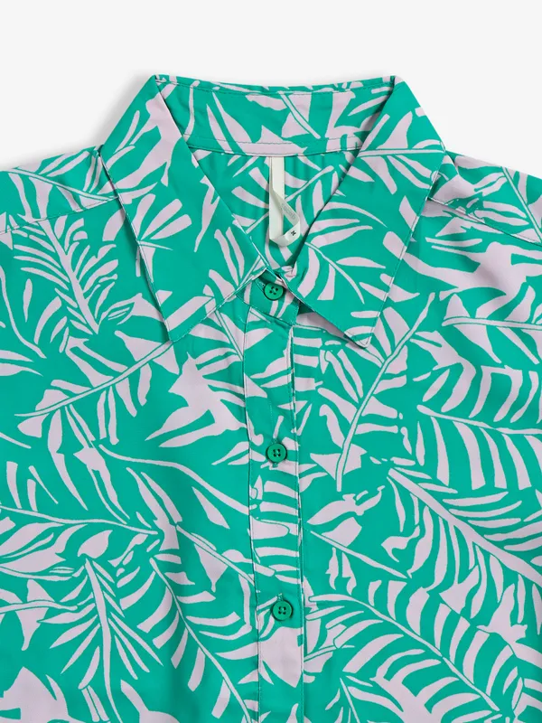 Latest sea green printed shirt