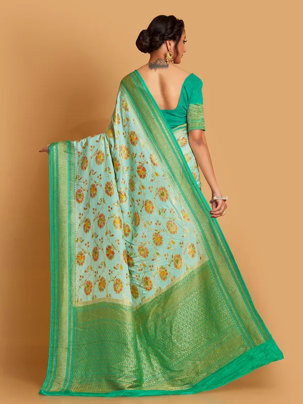 Latest sea green silk saree for wedding