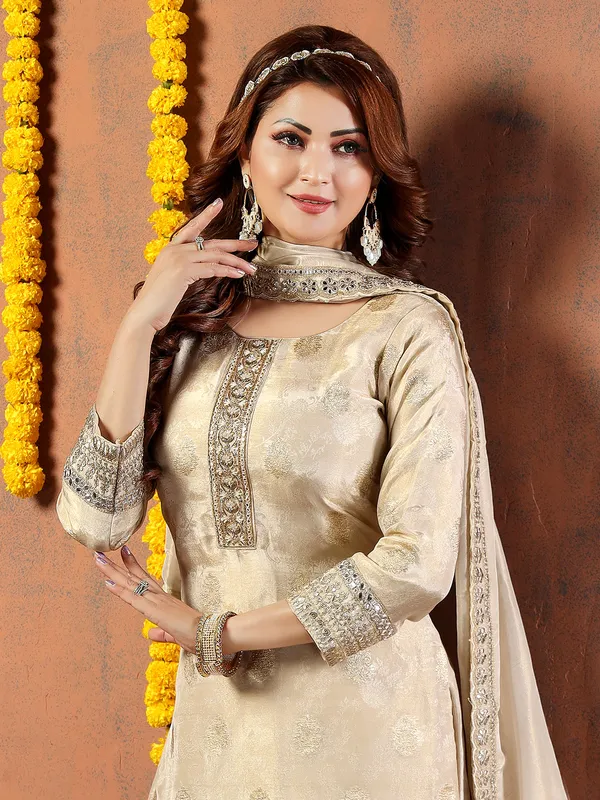 Latest silk beige salwar suit