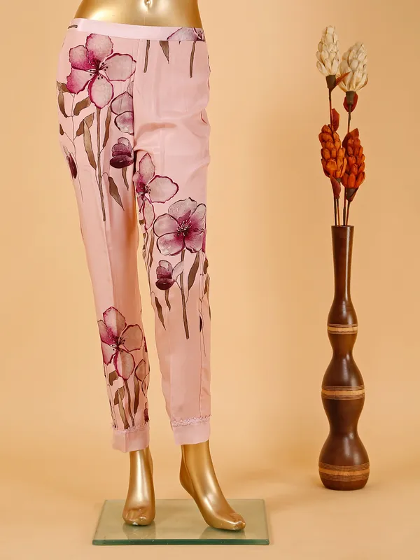 Latest silk light pink pant suit