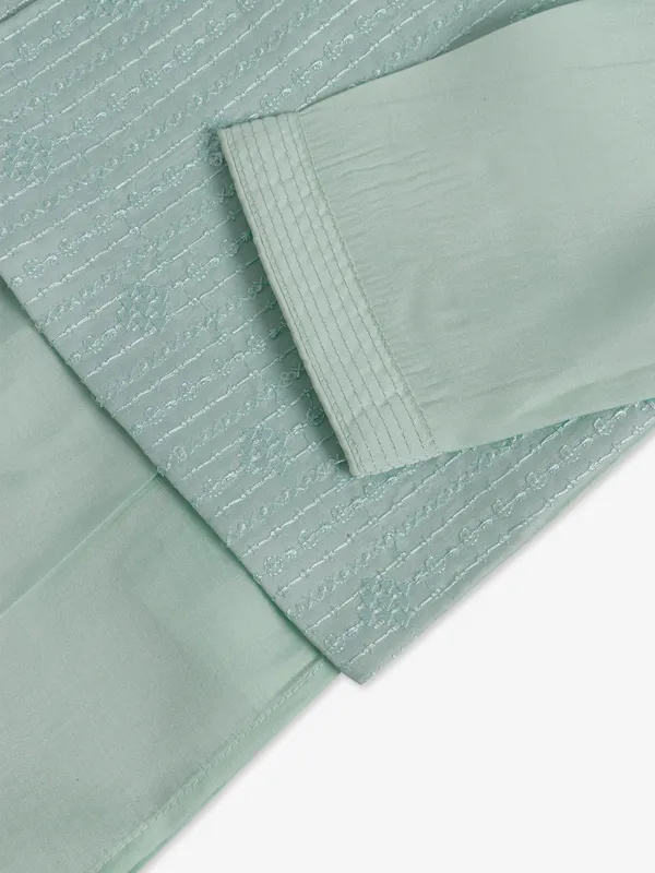 Latest silk pista green waistcoat set