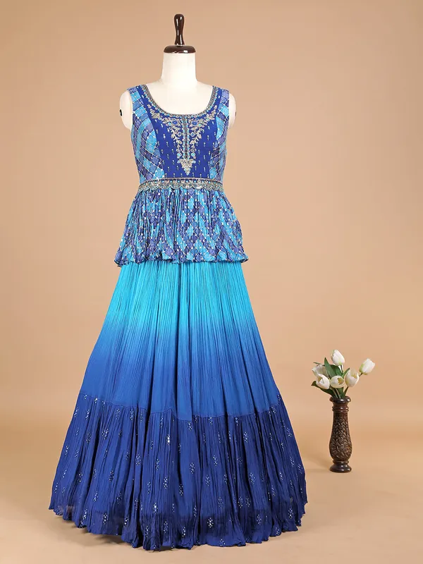 Latest sky blue georgette wedding lehenga choli