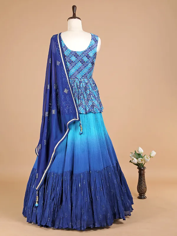 Latest sky blue georgette wedding lehenga choli