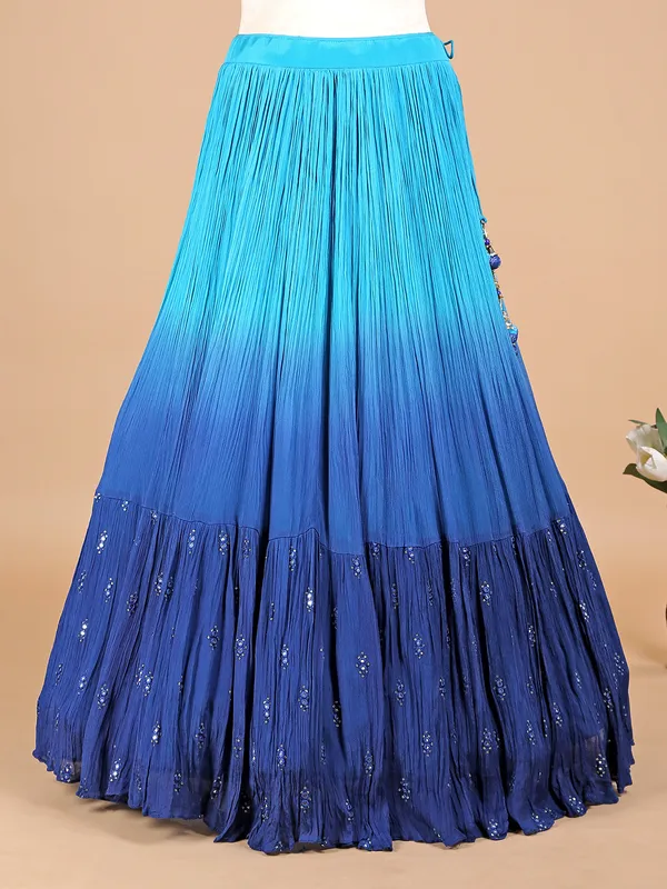 Latest sky blue georgette wedding lehenga choli