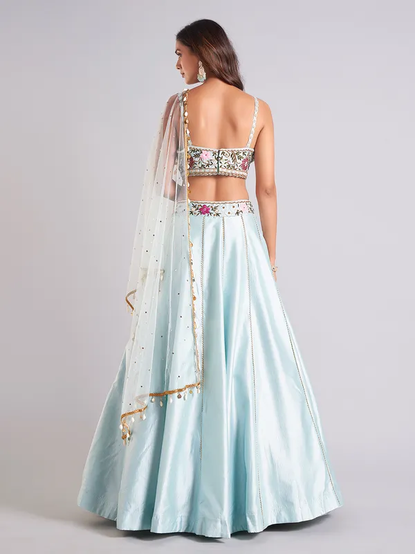 Latest sky blue lahenga choli for wedding
