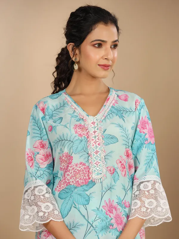 Latest sky blue silk co ord set