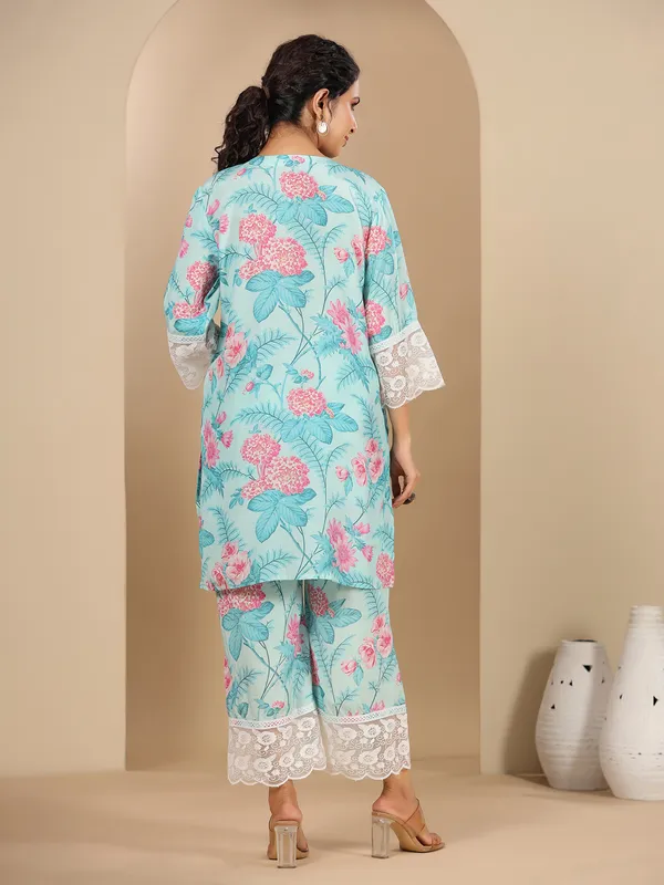 Latest sky blue silk co ord set