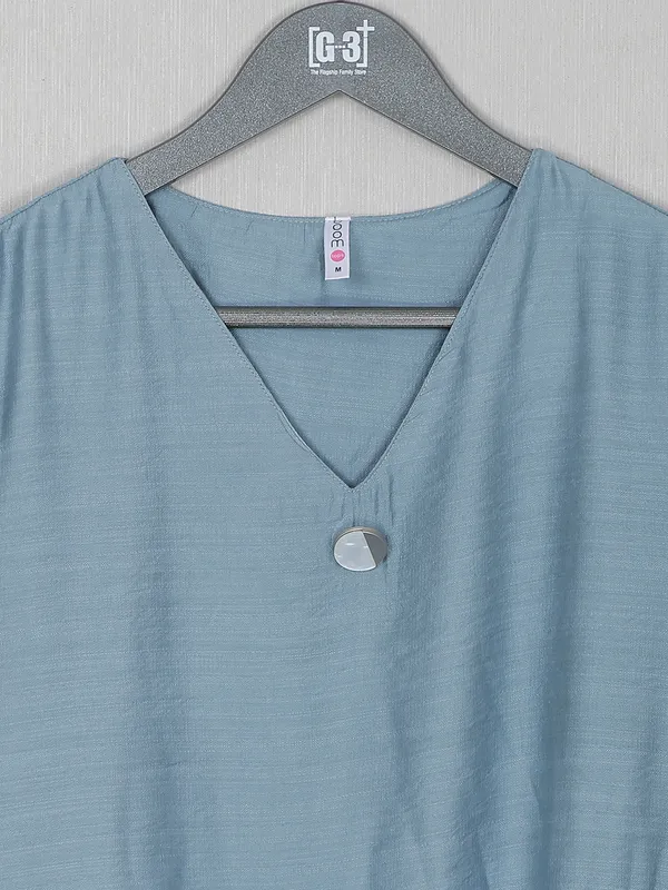 Latest solid blue casual wear top for women