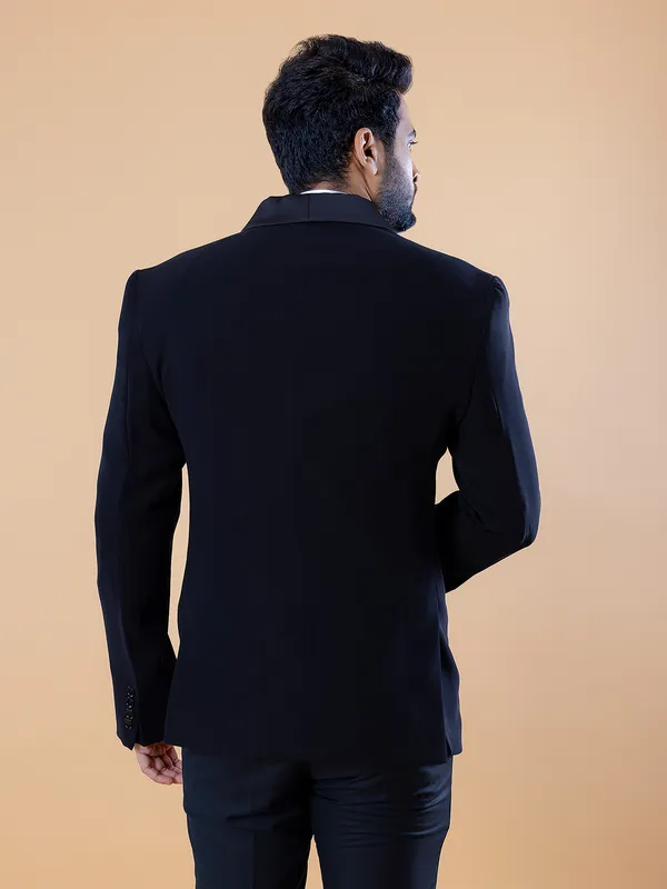 Latest solid terry rayon blazer in navy