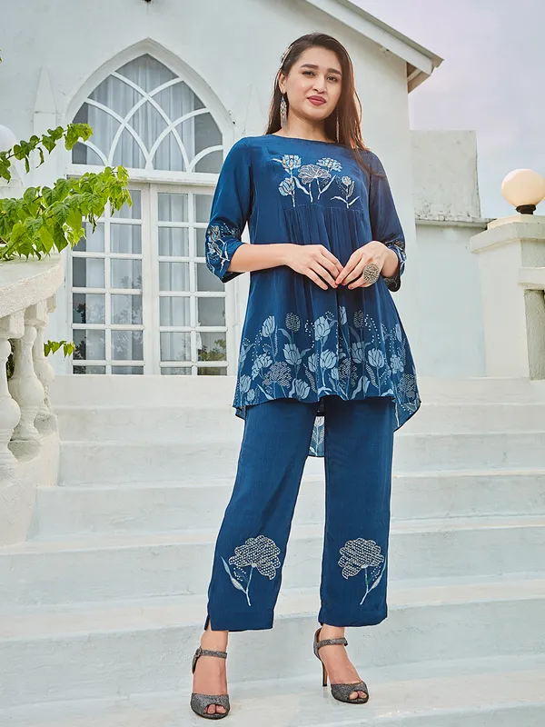 Latest teal blue cotton co ord set