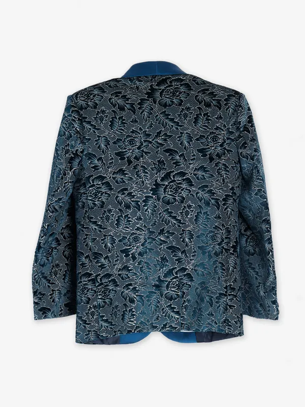 Latest teal blue terry rayon coat suit