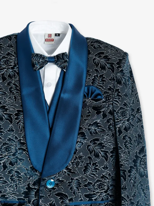 Latest teal blue terry rayon coat suit