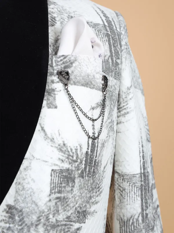 Latest terry rayon white printed blazer
