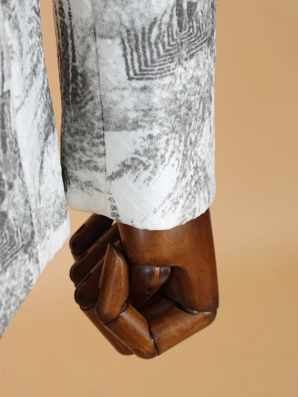 Latest terry rayon white printed blazer