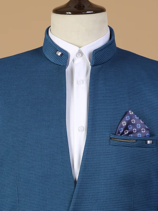 Latest textured navy terry rayon blazer