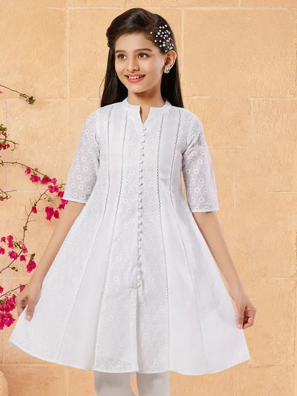 Latest white cotton embroidery salwar set