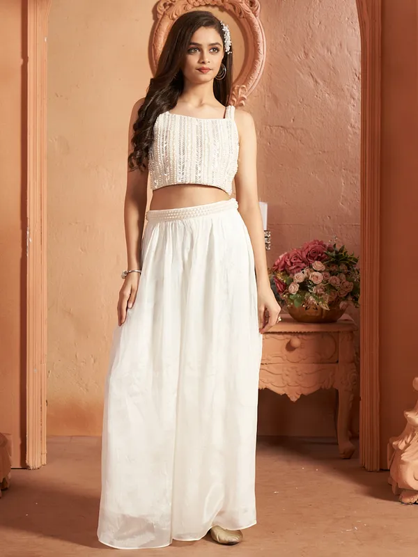 Latest white georgette palazzo set