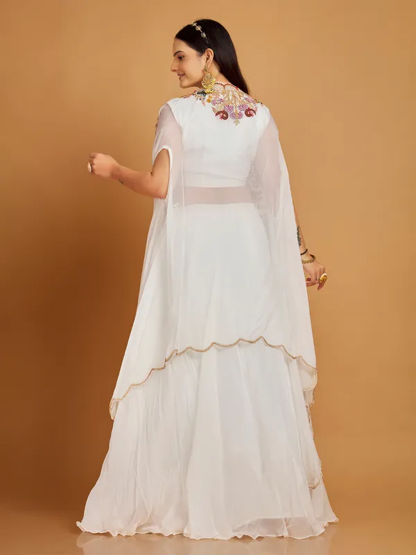 Latest white lehenga choli with shrug