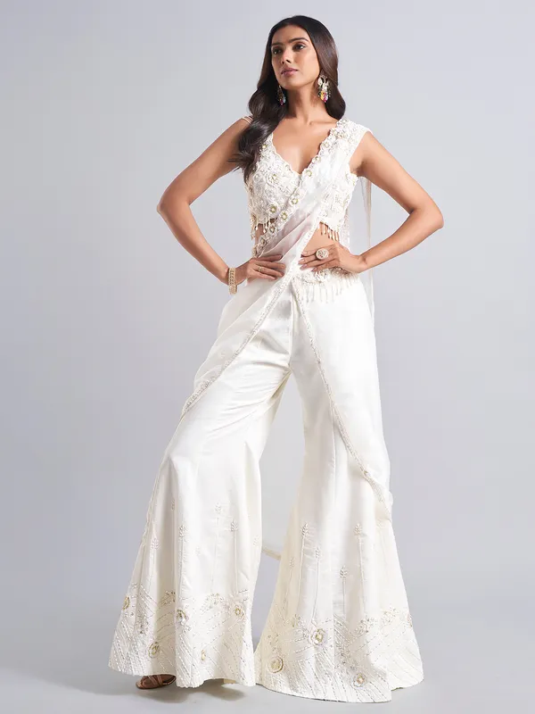 Latest white silk palazzo salwar suit