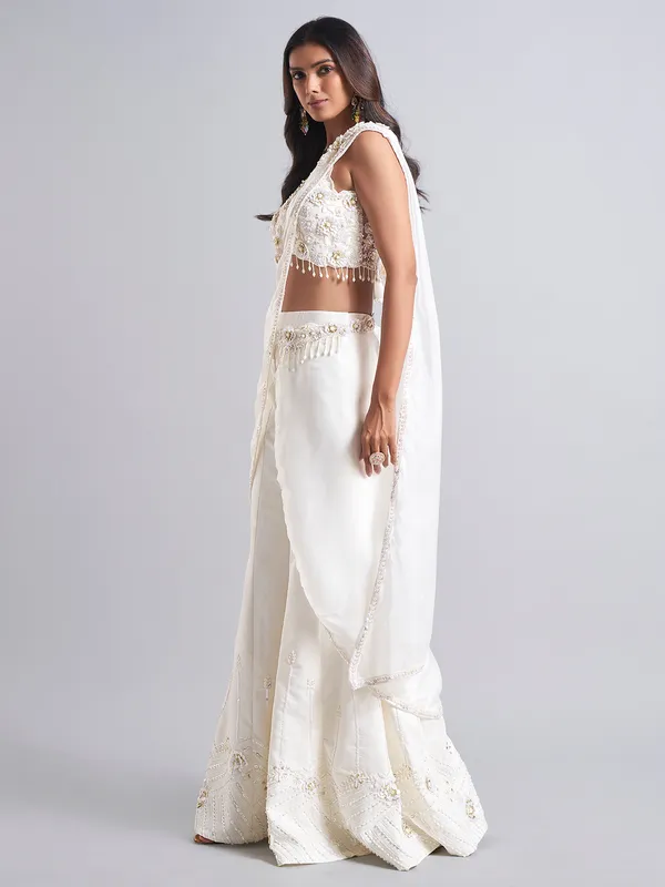 Latest white silk palazzo salwar suit