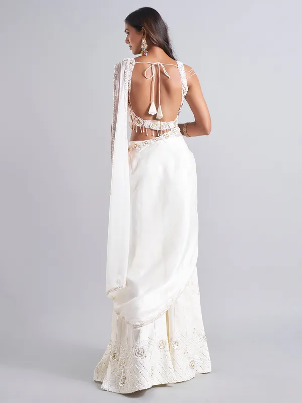 Latest white silk palazzo salwar suit