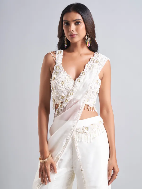 Latest white silk palazzo salwar suit