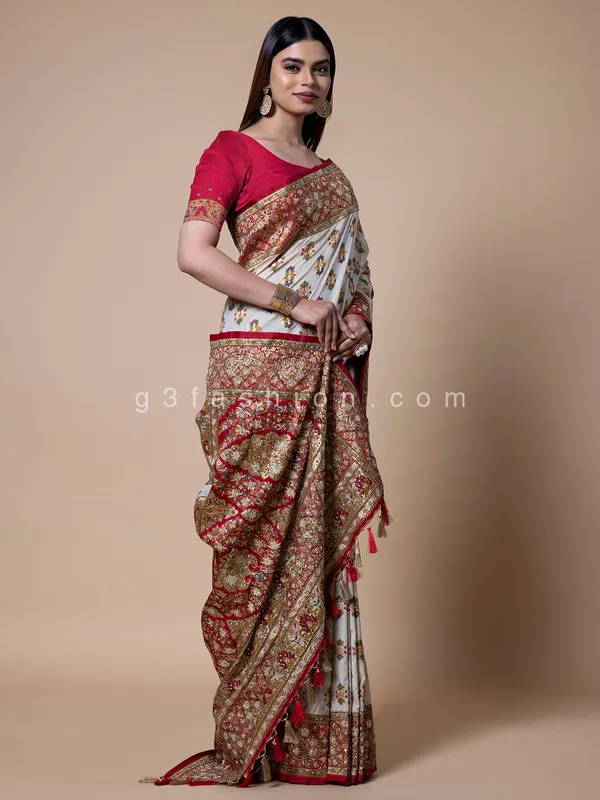 Latest white silk saree