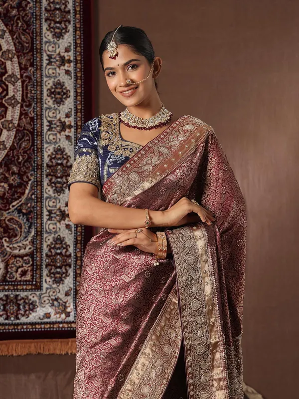 Latest wine kanjivaram silk saree