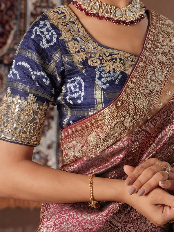 Latest wine kanjivaram silk saree