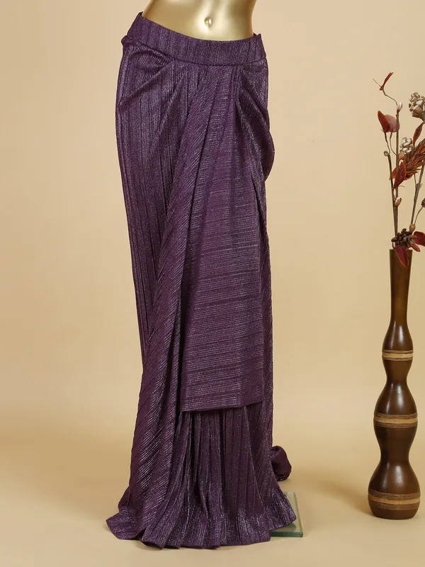 Latest wine lycra ready to wear saree