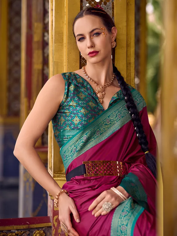 Latest wine saree in soft silk