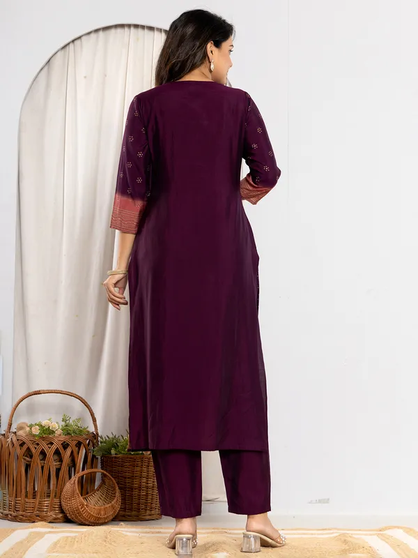 Latest wine silk kurti with dupatta