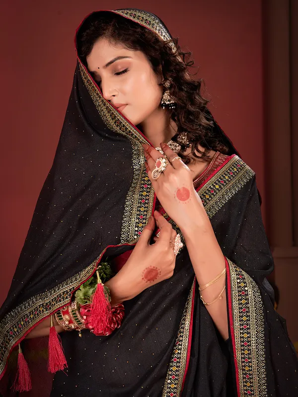 Black party-wear silk saree