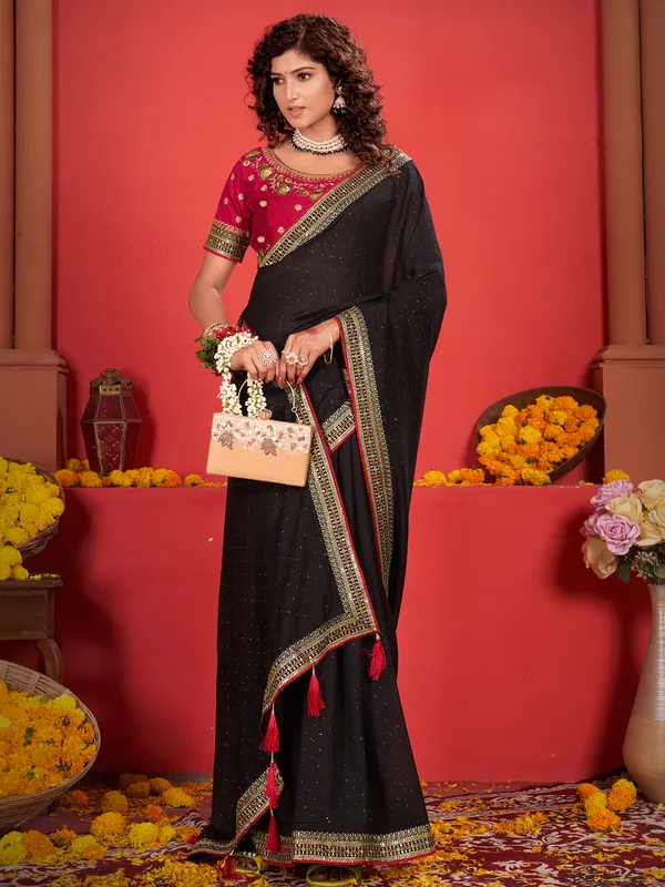 Black party-wear silk saree