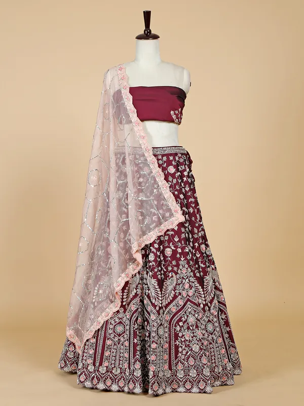 Latest wine unstitched lehenga choli