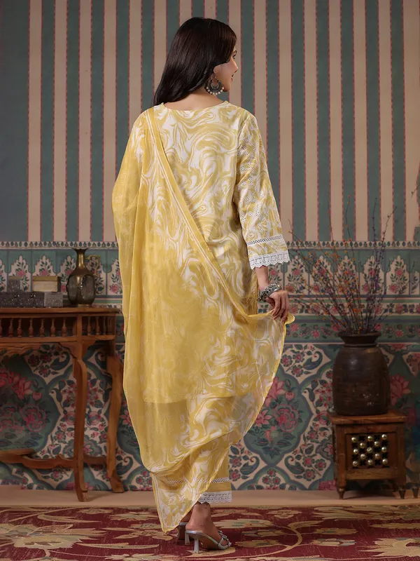 Latest yellow cotton kurti set