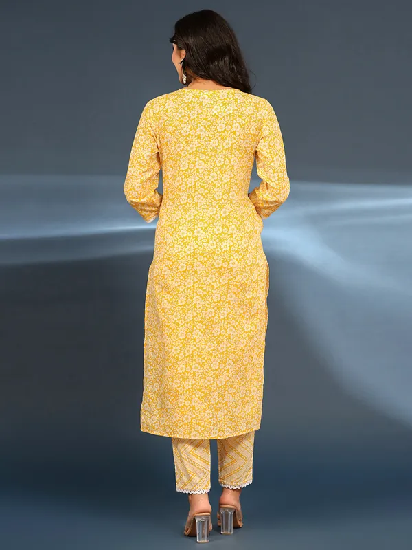 Latest yellow embroidery kurti set