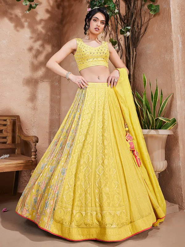 Latest yellow lehenga choli with dupatta