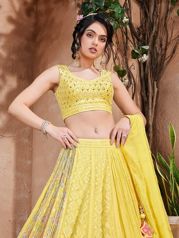 Latest yellow lehenga choli with dupatta