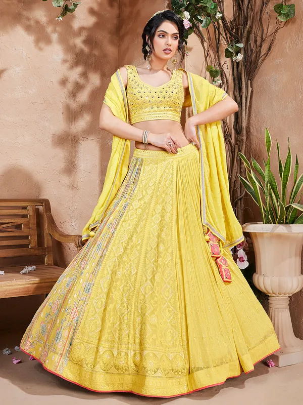 Latest yellow lehenga choli with dupatta