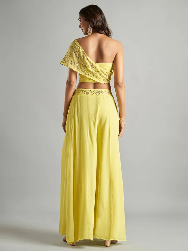 Latest yellow palazzo suit for party wear