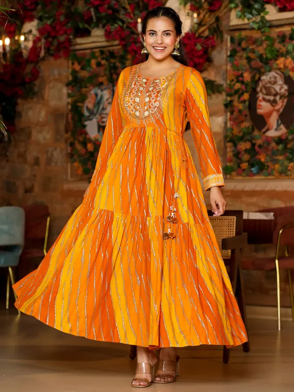 Latest yellow printed long kurti