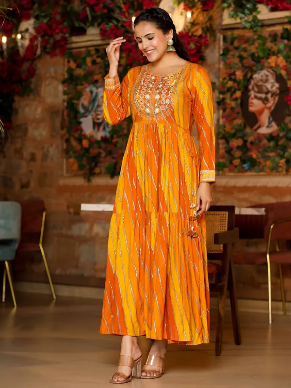 Latest yellow printed long kurti