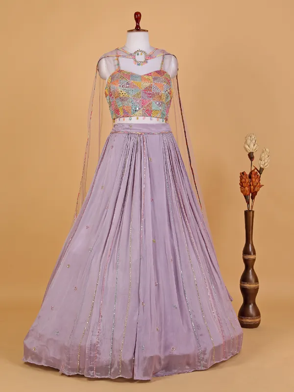 Lavender chiffon designer lehenga choli