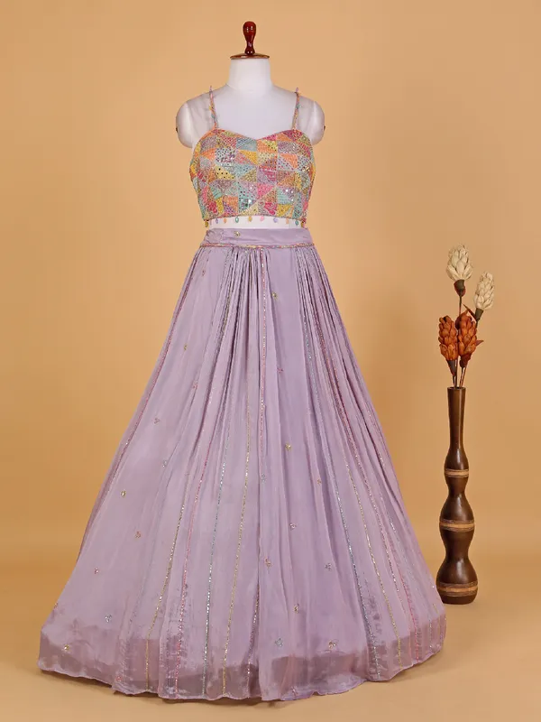 Lavender chiffon designer lehenga choli