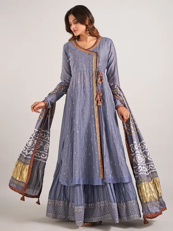 Lavender cotton silk wedding wear lehenga suit
