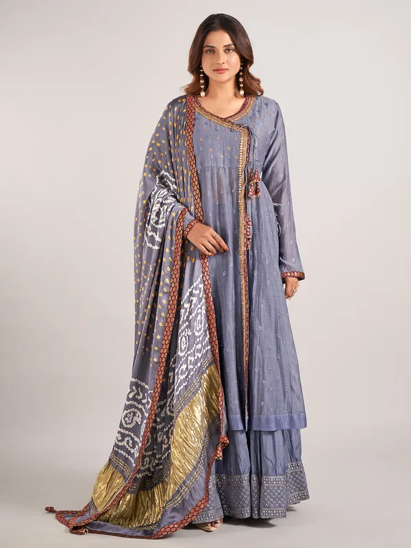 Lavender cotton silk wedding wear lehenga suit